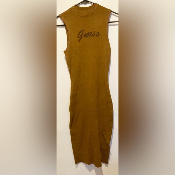 New Guess Brown Logo Dress Bodycon Style - Picture 2 of 4